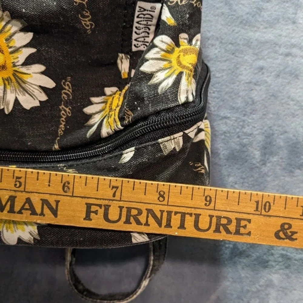 Vintage Sassaby Daisy Floral Mini Backpack Black He Loves Me 90s Sling Bag Y2K